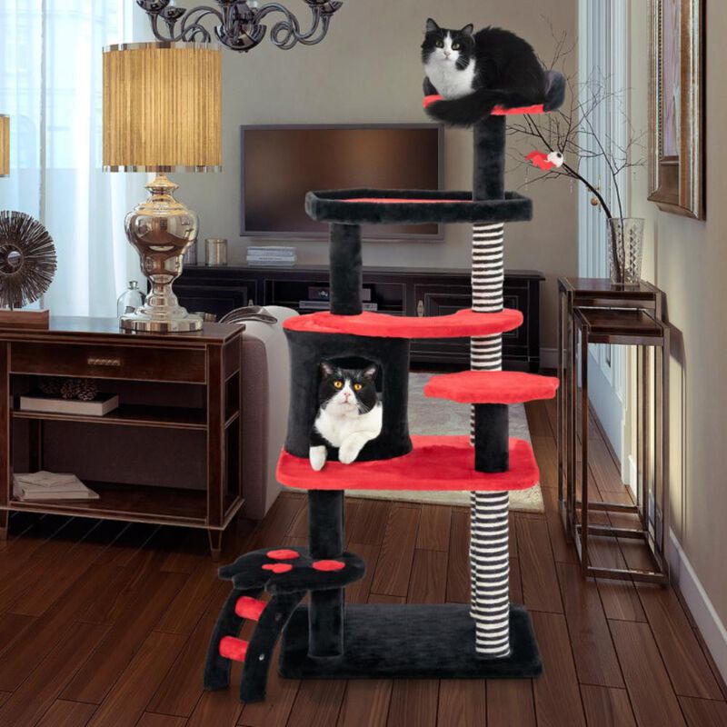 Hivvago Gothic Cat Tree with Cat Bed Cat Condo and Sisal Scratching Post