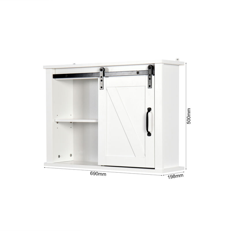 Bathroom Wall Cabinet with 2 Adjustable Shelves Wooden Storage Cabinet with a Barn Door 27.16x7.8 x 19.68 inch