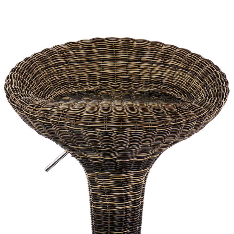 Elama 2 Piece Adjustable Backless Wicker Bar Stool in Brown with Chrome Base image number 5