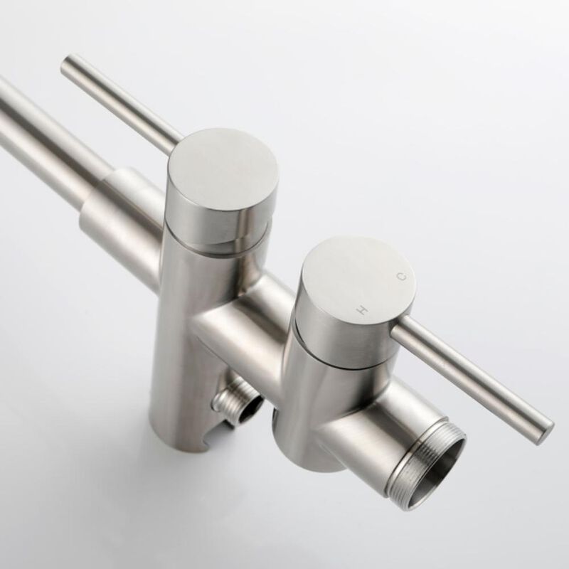 Freestanding Tub Filler Brushed Nickel Standing Bathtub Faucet with Modern Design