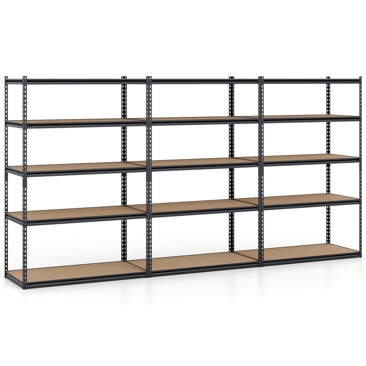 Set of 3 5-Tier Heavy-Duty Garage Shelving Units with 2200 LBS Capacity