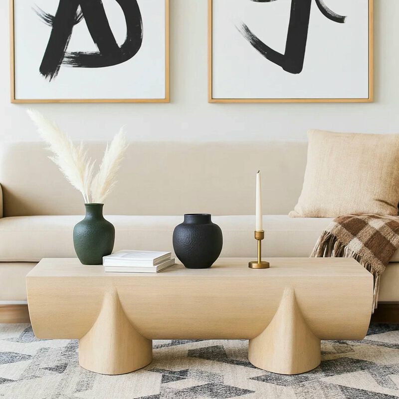 Wilhelm Coffee Table | 48" Log Design | Natural Mango Wood Hand Crafted