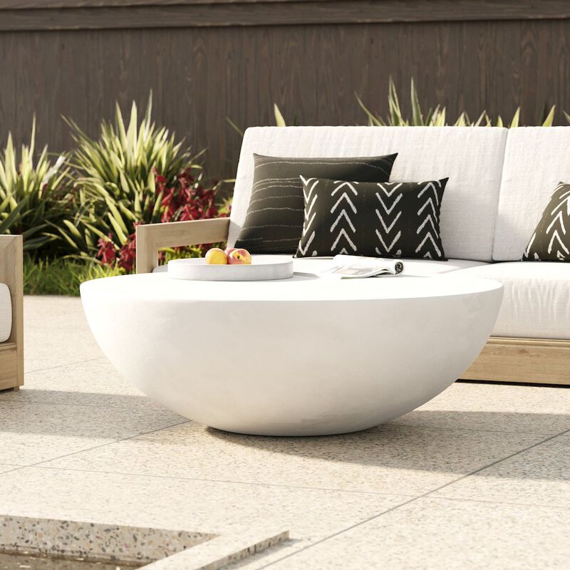 Modrest Bronte - Modern White Concrete Round Coffee Table