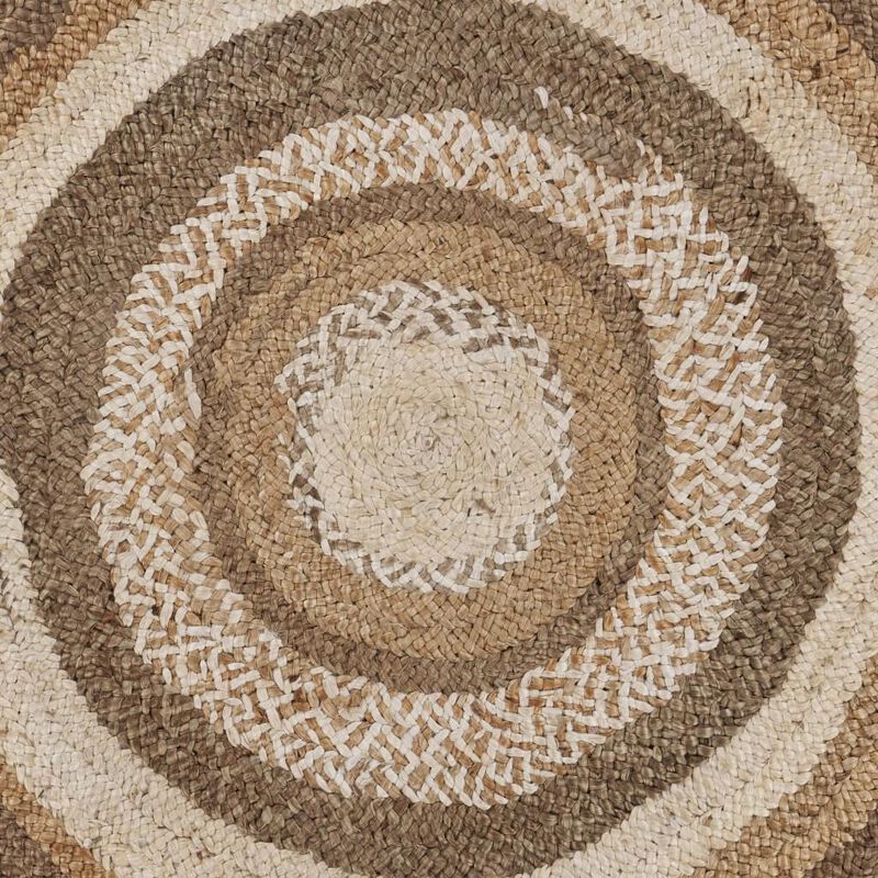 HomeRoots Jute Abstract Geometric Hand Braided Round Rug image number 3
