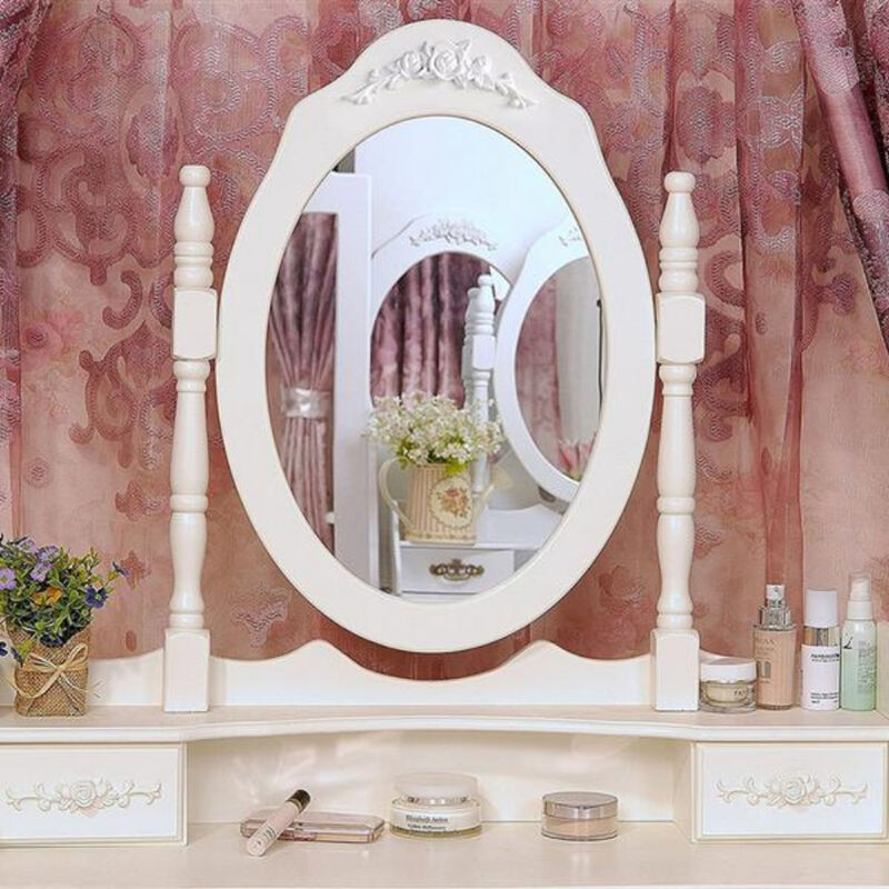 Modern Concise 4-Drawer 360-Degree Rotation Removable Mirror Dresser