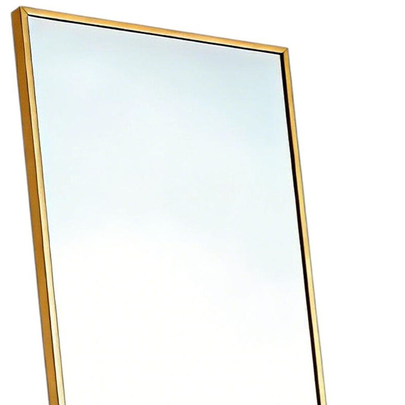 HomeRoots 56" Gold Aluminum Freestanding And Wall Mounted Framed Full Length Mirror image number 2