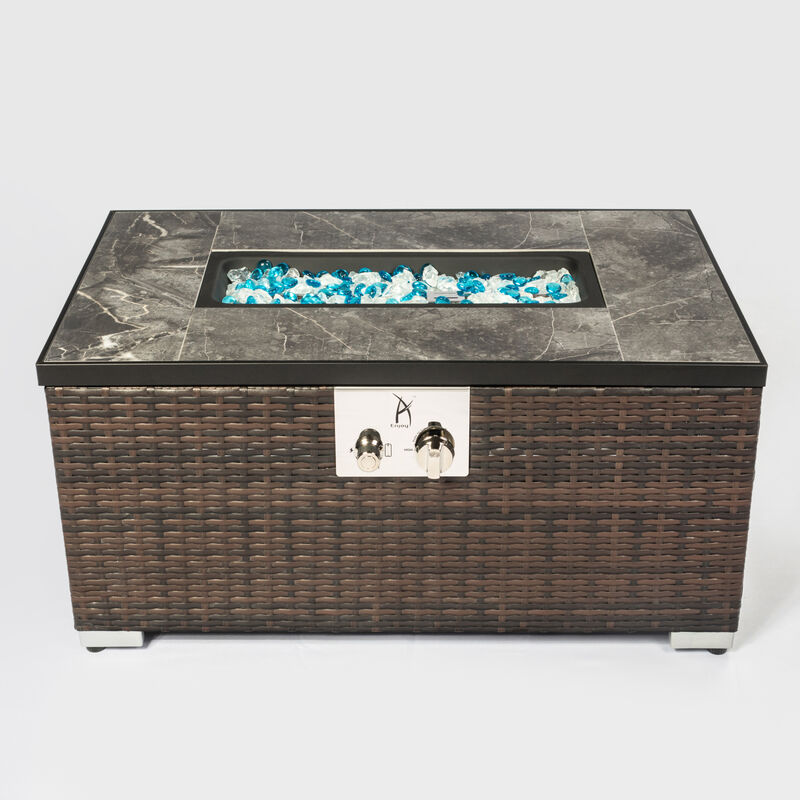 Streamdale Outdoor Rectangle Fire Pit Table With Propane Tank Cover image number 5