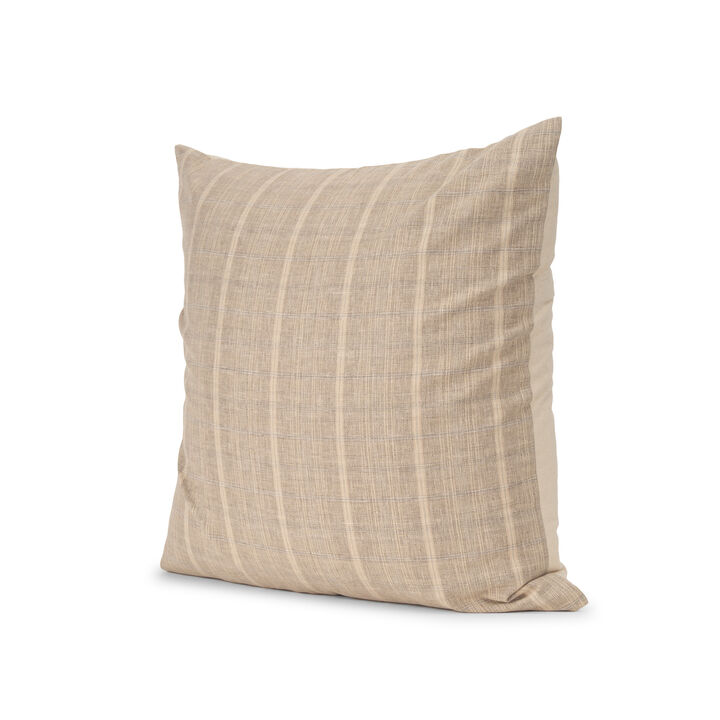 HomeRoots 22" Beige And Gray Plaid Cotton Blend Throw Pillow Cover with Texture
