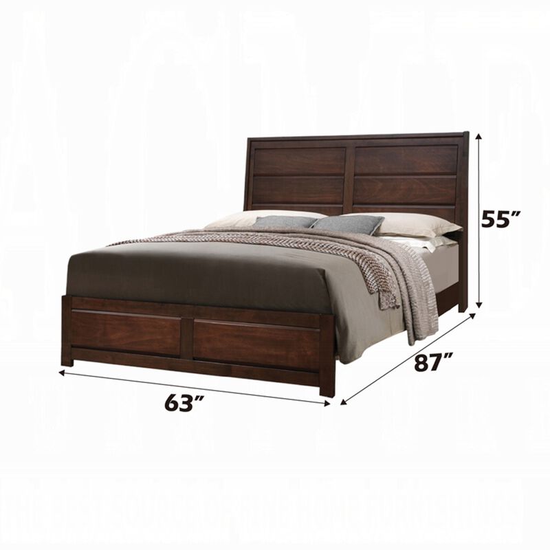 Transitional Style Classy Queen Size Bed, Brown - Benzara