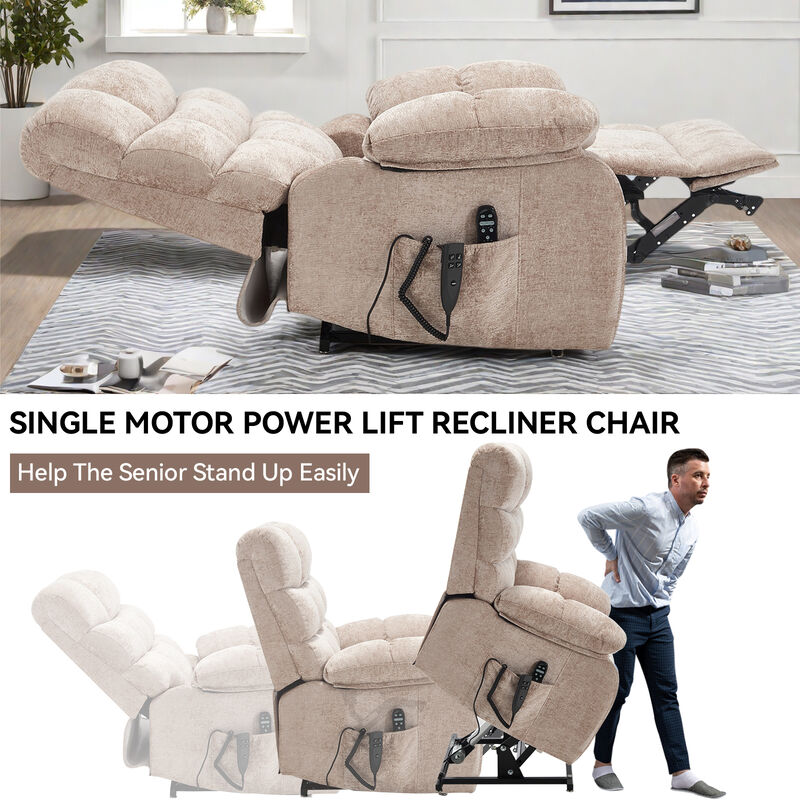 Mondawe Lift Recliner Chair Heat Massage Dual Motor Infinite Position Oversized Electric Power Lift Recliners with Power-Remote image number 8