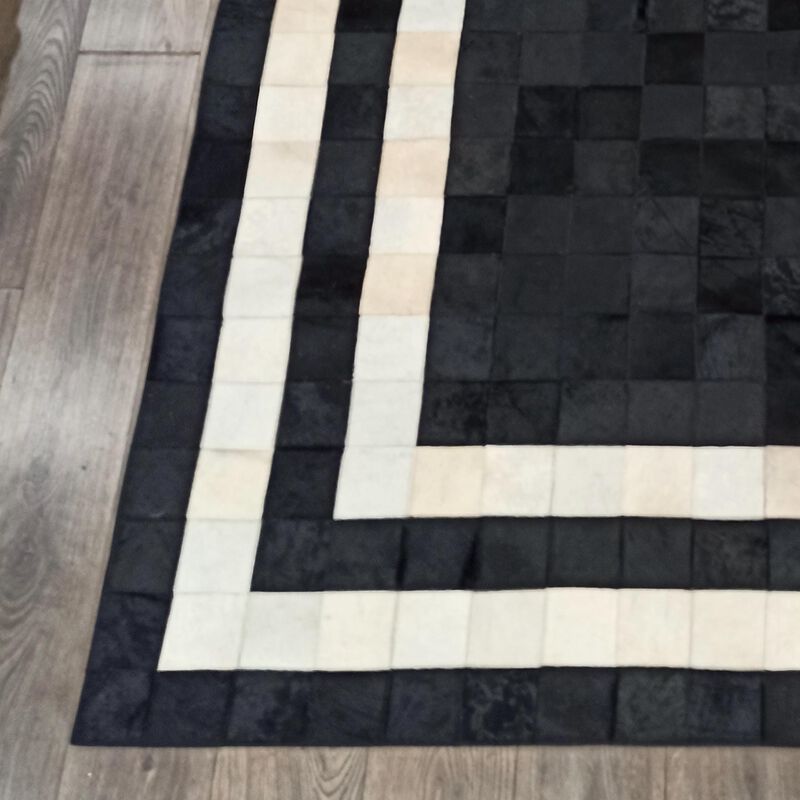 Black and White Border Cowhide Rug image number 2