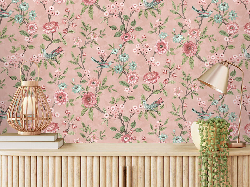 Elspeth Pink Floral Trail Wallpaper