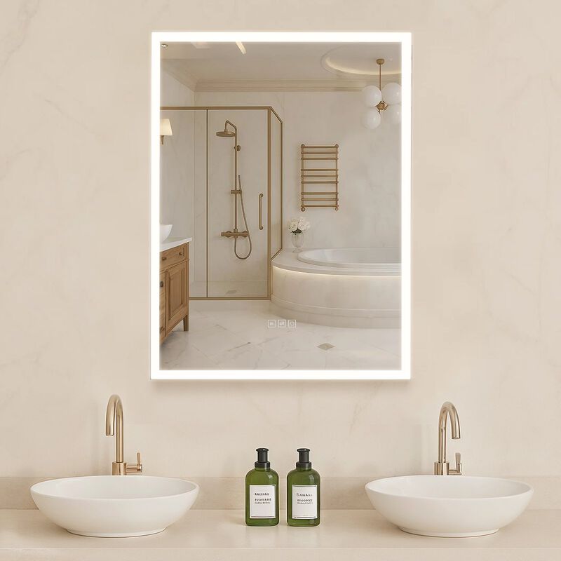 Modern Lighted Bathroom Cabinet with Recessed Mount and Magnifying Mirror