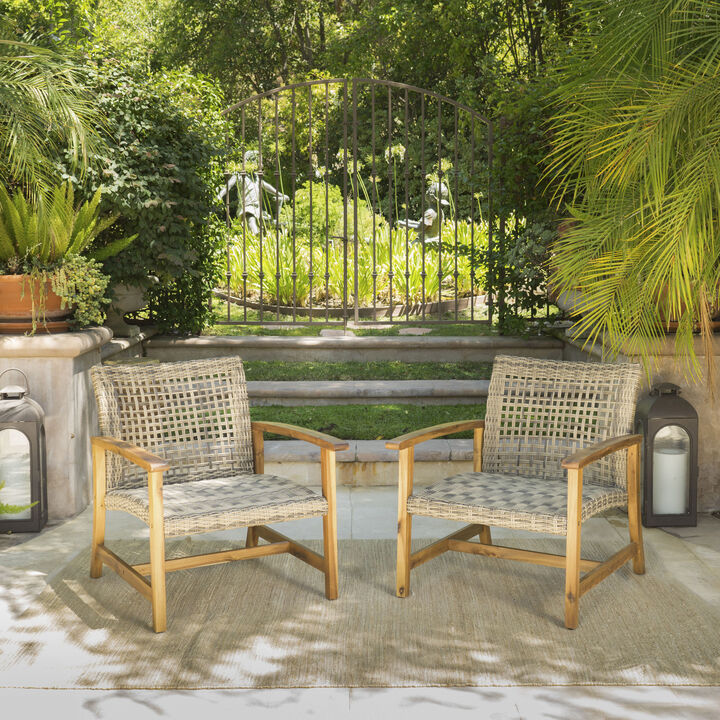 Merax 2 Pieces Outdoor Wicker Club Chairs Set
