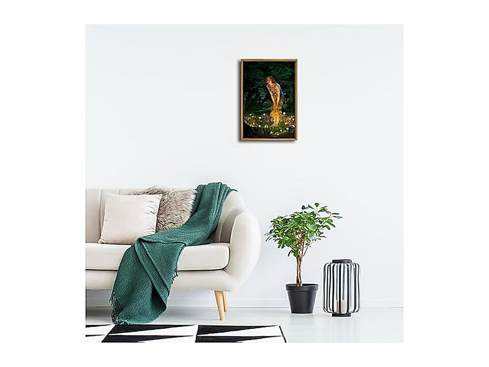 Wieco Art Framed Canvas Wall Fairy Tale Midsummer Eve Girl Elves Edward Robert