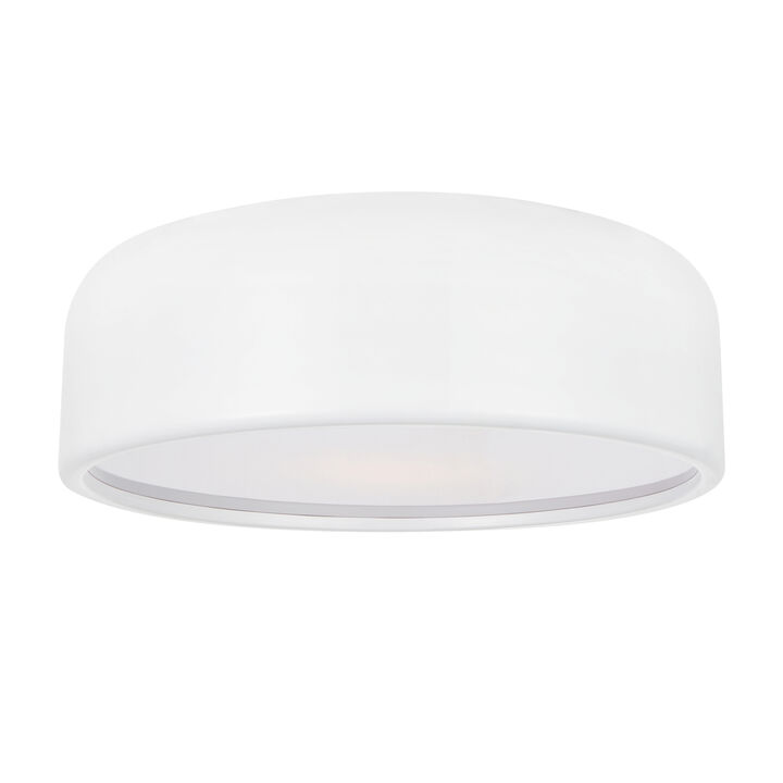 Campton 3 Light Drum Shade Flush Mount With White Finish