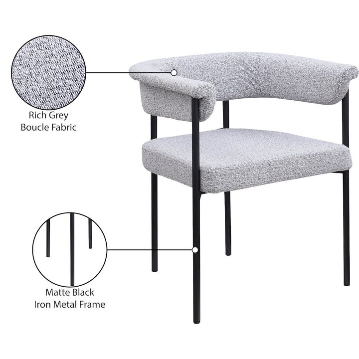 Meridian Furniture Malin Grey Boucle Fabric Dining Chair, Set of 2