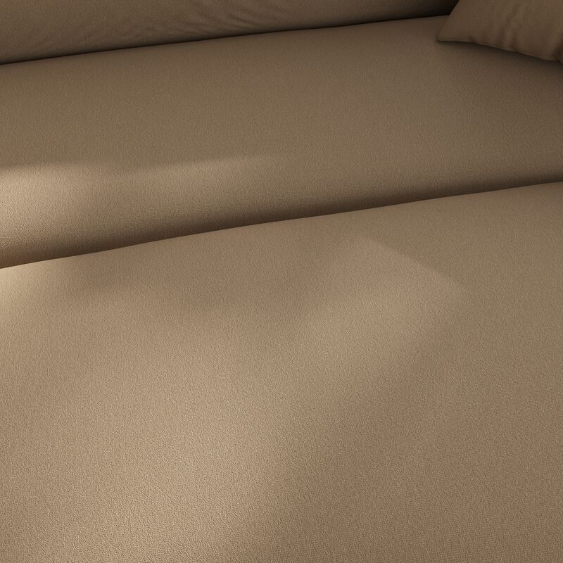 FUFU&GAGA Large Curved Sofa with 3 Throw Pillows & Armrests, Padded Upholstered Cushions, (110 in. W x 43.3 in. D x 31.5 in. H, Seat Depth 25.9 in.), Chocolate Brown