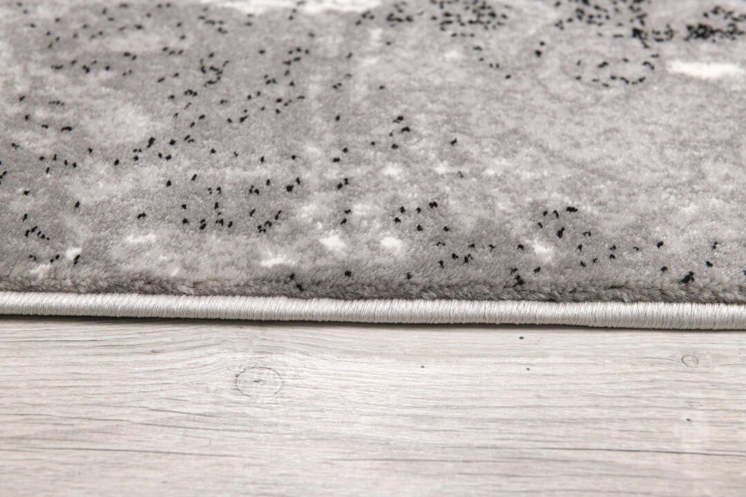 HomeRoots Damask Distressed Area Rug