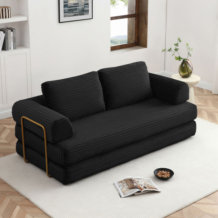 Merax Convertible Sofa Bed, Folding Floor Couch Corduroy Fold Out Couch