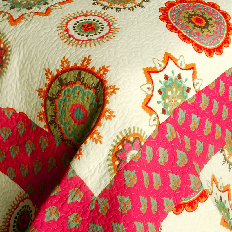 Vermicelli Quilted Cotton Printed Quilt Set Queen Size Children of Heaven Design Set image number 2