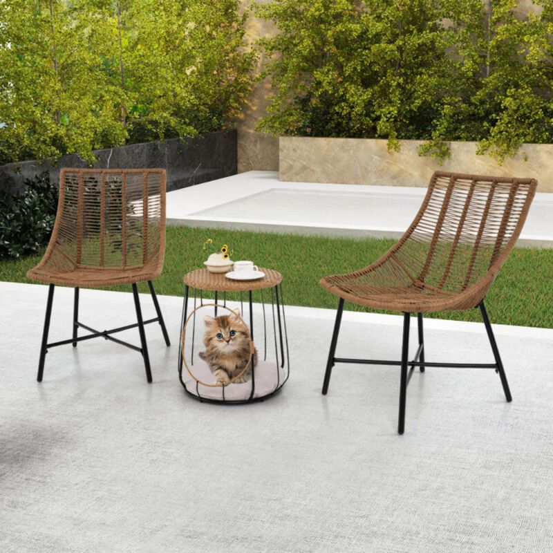 Hivvago 3 Piece Outdoor Furniture Set with Pet Housefor Patio Yard