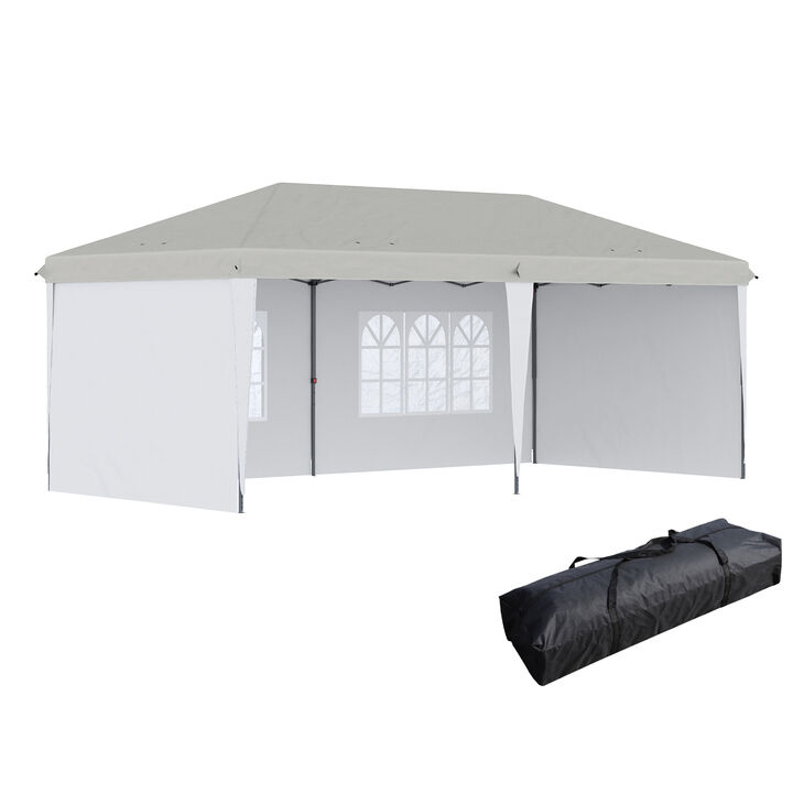 Outsunny 10' x 20' Pop Up Canopy Tent with 4 Sidewalls, Heavy Duty Tents for Parties, Outdoor Instant Gazebo with Carry Bag, for Outdoor, Garden, Patio, White