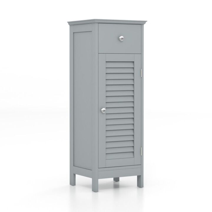 Wooden Bathroom Floor Storage Cabinet with Drawer and Shutter Door