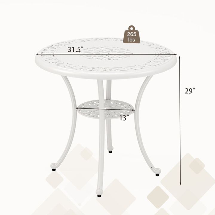 31.5" Round Cast Aluminum Patio Bar Table for 4 with 2" Umbrella Hole