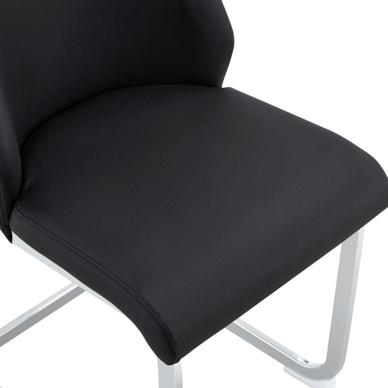 Set of 4 PU leather dining chairs rectangular high back solid back dining chair with pull ring modern kitchen dining chairs wipe clean image number 6