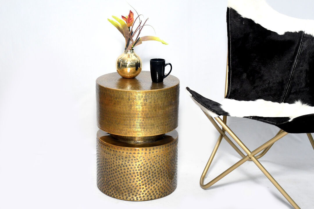 Double Sherald Handmade Black Side Table/Side Stool