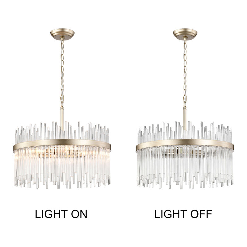 Paula 5-light Brushed Champagne Silver Clear Glass Bars Chandelier image number 6