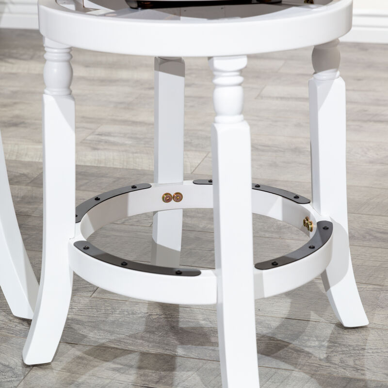Streamdale 30" Barstool, White Finish, Charcoal Fabric Seat