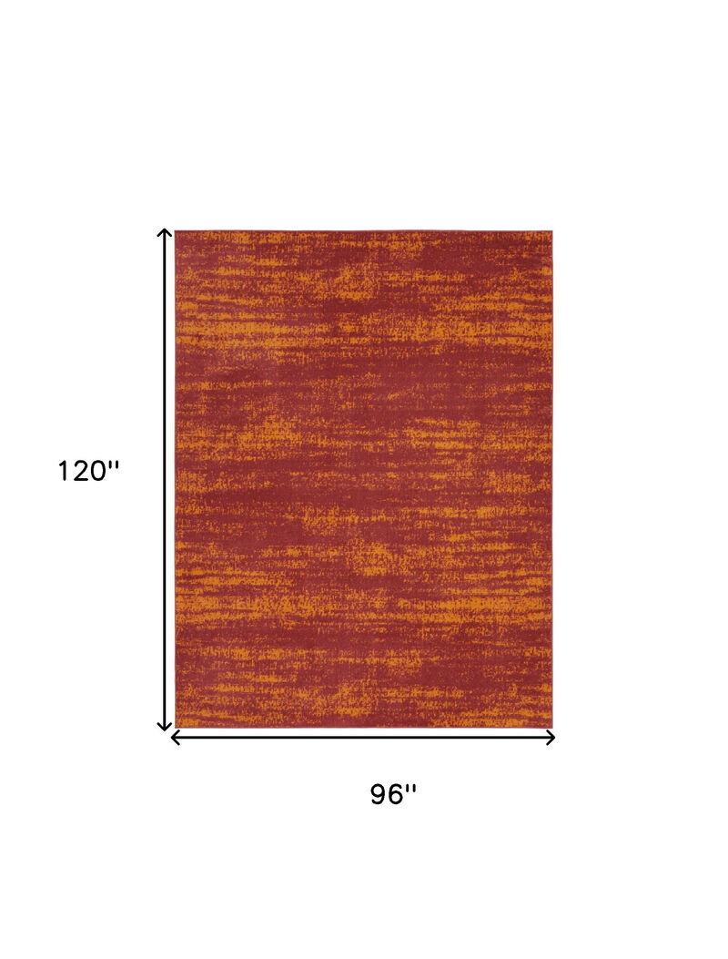HomeRoots 8' X 10' Red And Orange Abstract Indoor Outdoor Area Rug image number 2