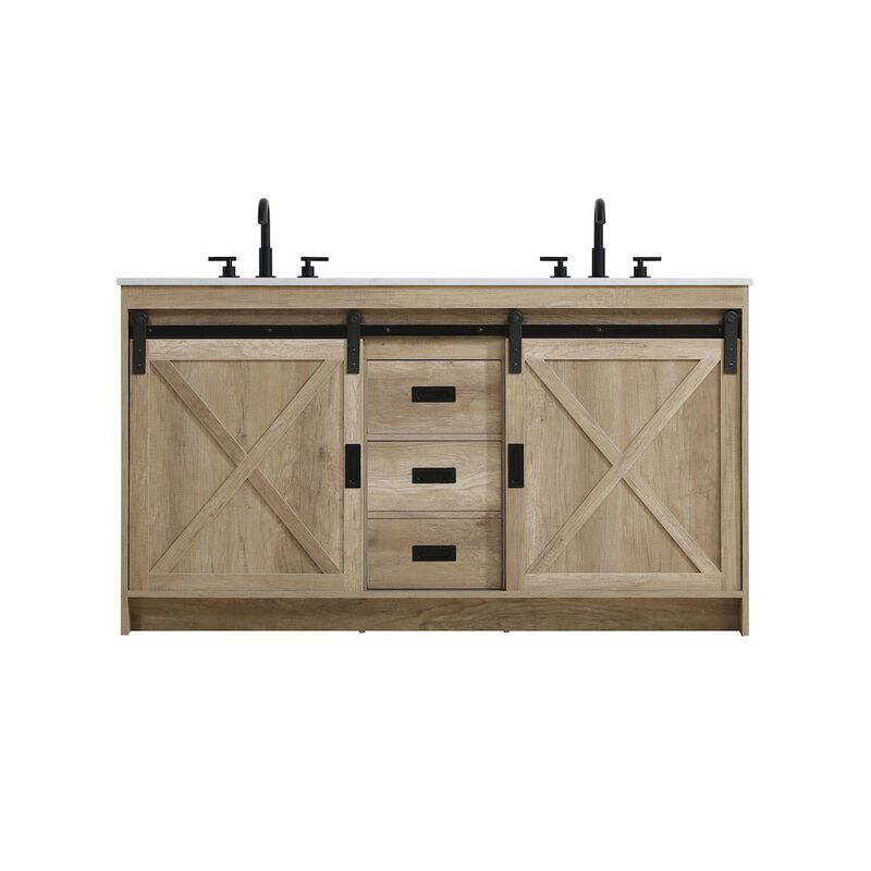 Elegant Kitchen and Bath Austin 60 Inch Double Bathroom Vanity In Natural Oak