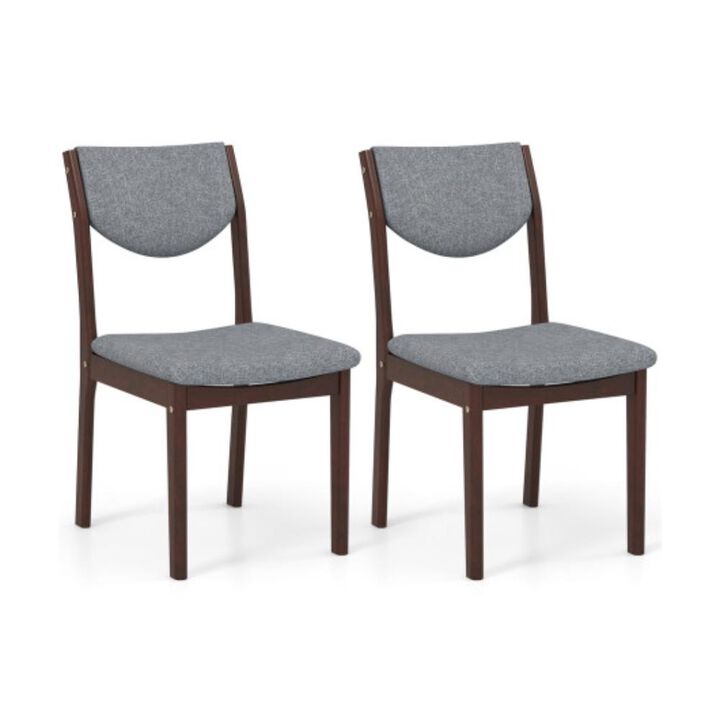 Hivvago Set of 2 Wood Kitchen Chairs with Faux Leather Upholstered Seat in Gray