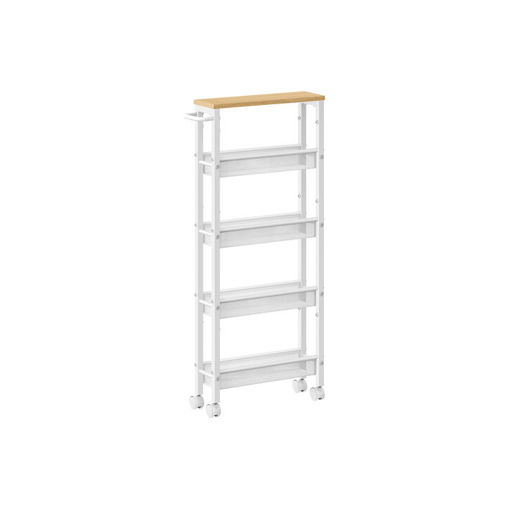5-Tier Rolling Utility Cart with Handle - Sturdy Metal Frame for Versatile Storage