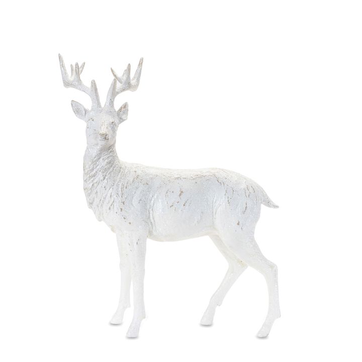 Set of 2 Winter Deer Statues – Standing and Resting Deer Figurines for Christmas, Woodland, or Winter Displays