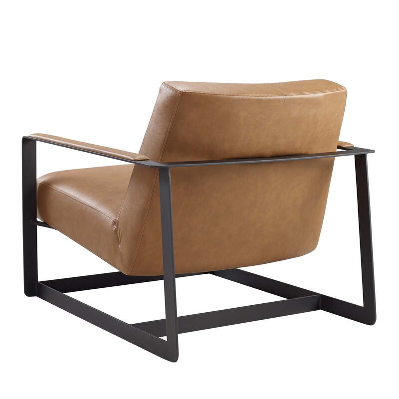 Seg Vegan Leather Accent Chair Brown
