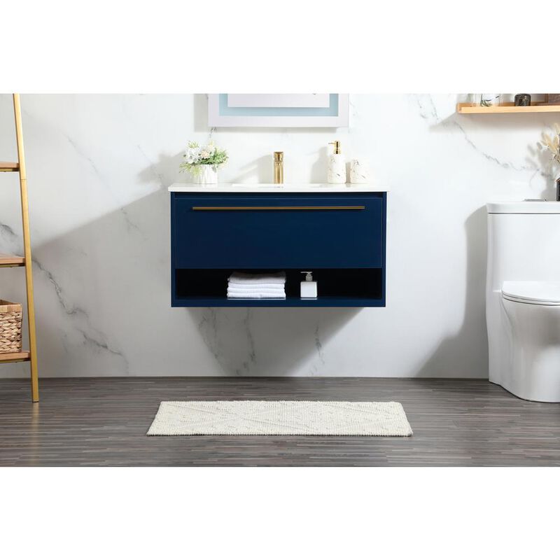 Elegant Kitchen and Bath 36 inch Single bathroom vanity in blue
