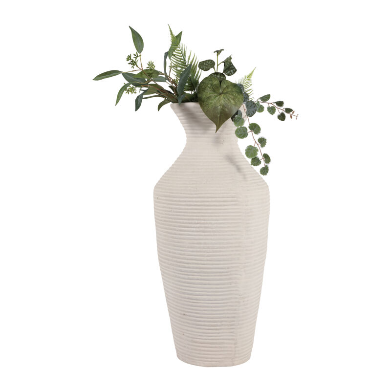 Paper Mache Ribbed Vase, Ivory image number 2