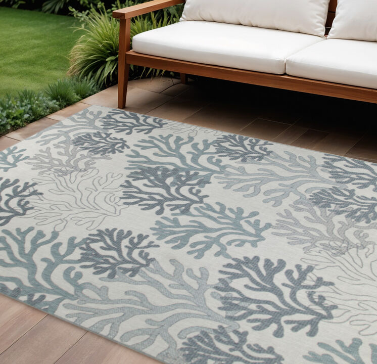 HomeRoots 9' X 12' Blue And Ivory Nautical Indoor Outdoor Area Rug