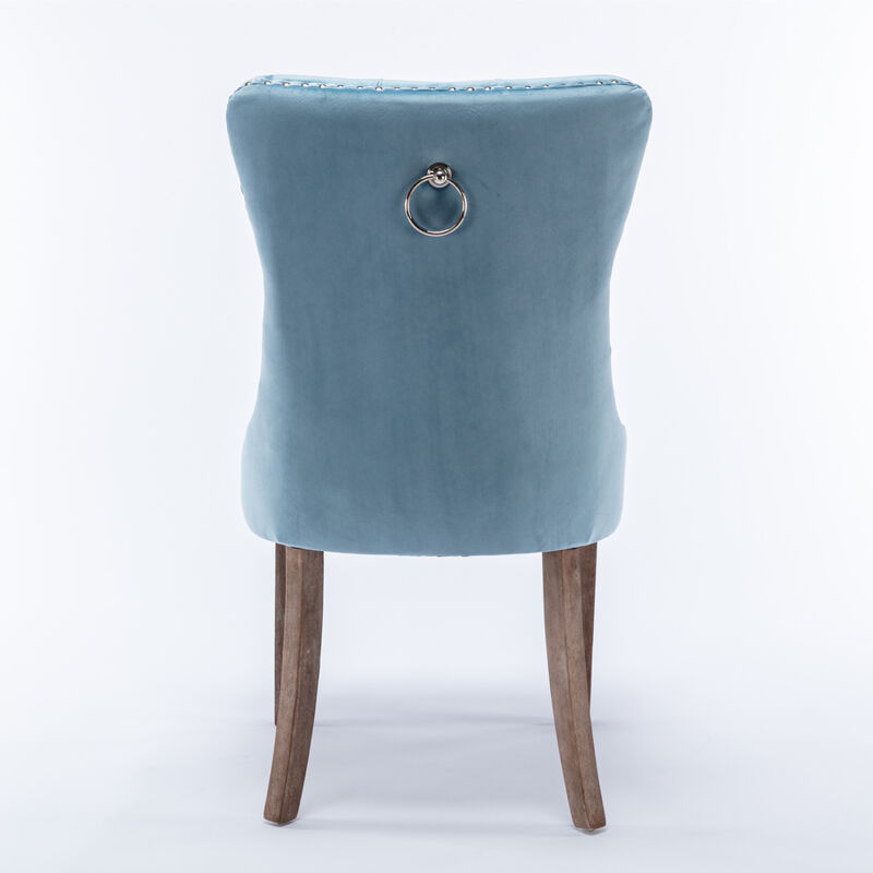 Streamdale Modern Velvet Dining Chairs 2-PCS Set, Light Blue image number 5