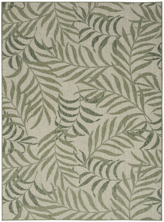HomeRoots 5' X 7' Ivory And Green Palm Leaf Indoor Outdoor Area Rug