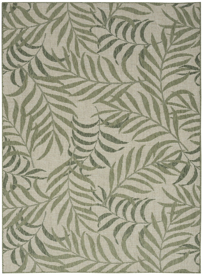 HomeRoots 5' X 7' Ivory And Green Palm Leaf Indoor Outdoor Area Rug image number 0