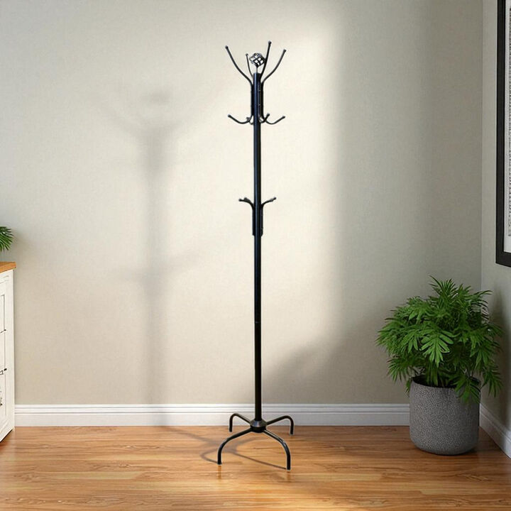 Modern Metal Coat and Hat Rack, Two-Tier Design for Entryway Organization