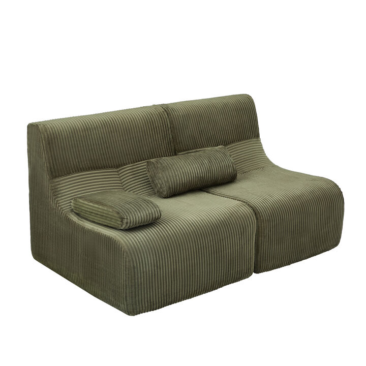 Merax Customizable Modular Sofa with Corduroy Upholstery, Easy Delivery via Compression Packaging