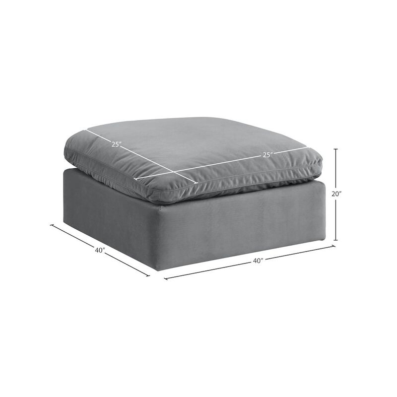 Meridian Furniture Comfy Grey Velvet Modular Ottoman