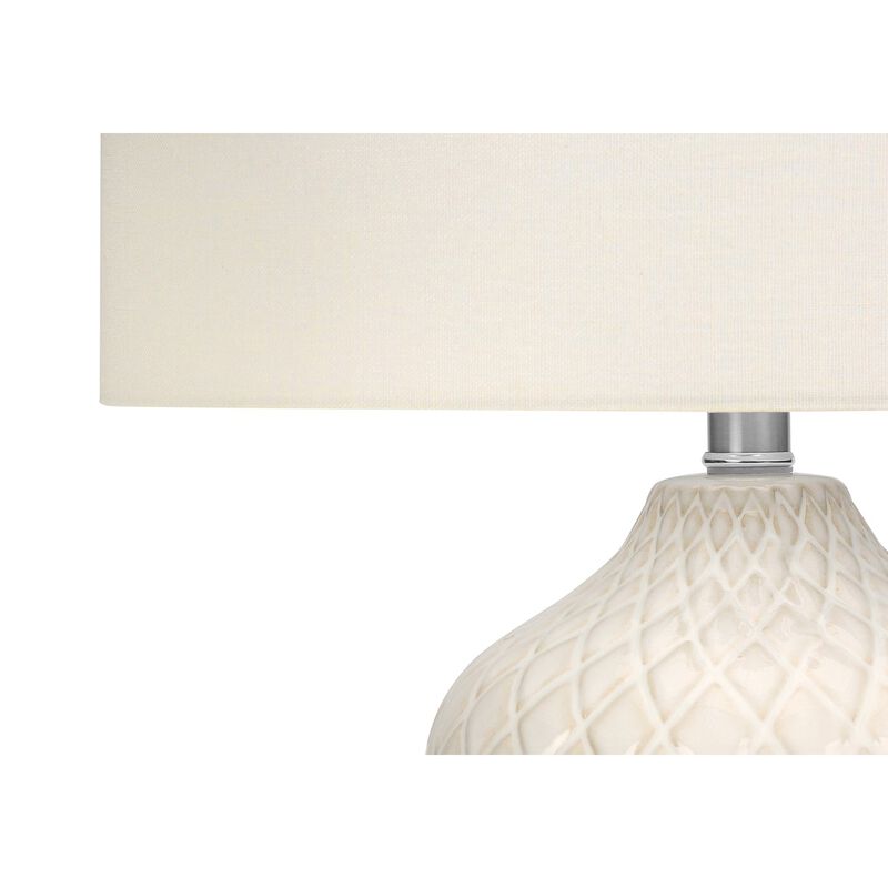 Monarch Specialties I 9707 - Lighting, 25"H, Table Lamp, Cream Ceramic, Ivory / Cream Shade, Transitional