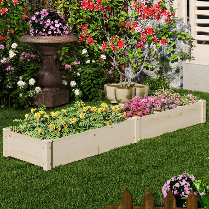 Raised Open-Ended Base Garden Bed with 2 Planter Boxes Divider